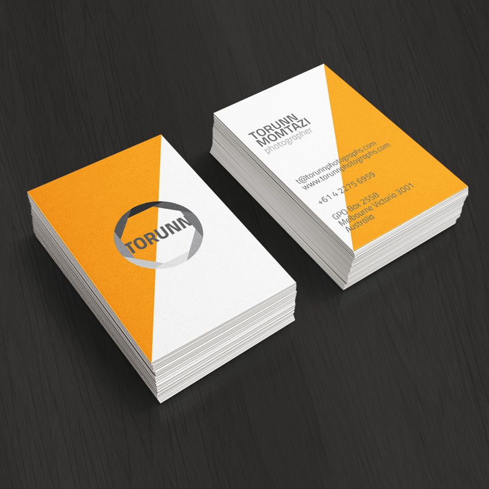 Business cards for Torunn Momtazi Photographer